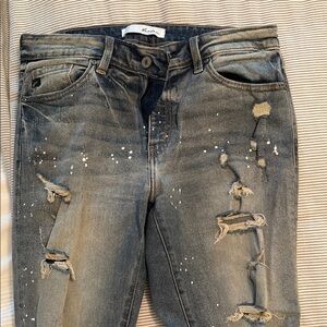 Ksubi Blue Straight Leg Jeans with Distressed Details